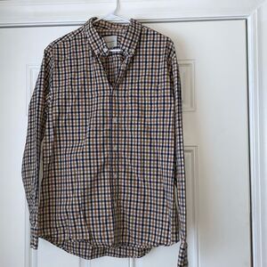 American Eagle Brown and Black Plaid Button Up Size Large